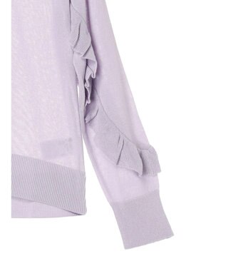 earth music&ecology 袖フリルシアーカーディガン Purple