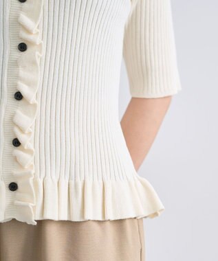 Green Parks フリルニットカーディガン Off White
