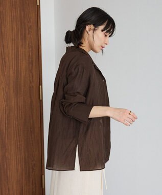 CRAFT STANDARD BOUTIQUE シアーオープンカラーシャツ Brown