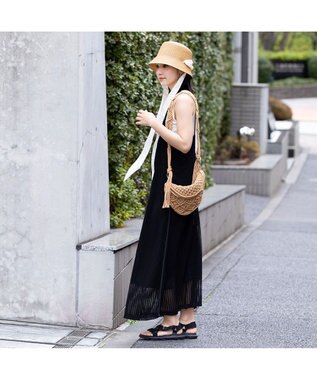 林八百吉商店 un chapeau  スカーフ付ペーパーハット ナチュラル