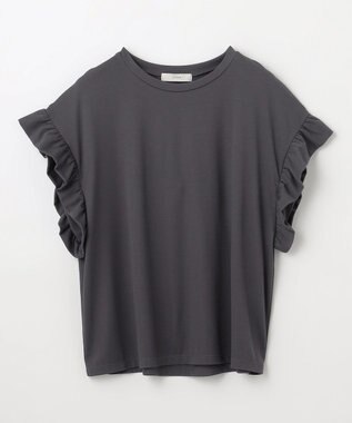 ANY ストレッチピケフリルTシャツ チャコール