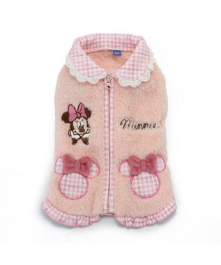 PET PARADISE ディズニー ミニーマウス チェック ジップベスト 小型犬 ピンク（淡）