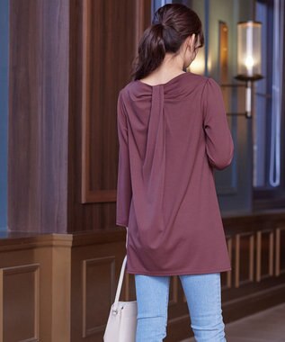 Tiaclasse 【洗える】キーネックバックツイストポンチチュニックブラウス ワイン