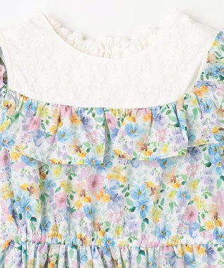 ANY KIDS オンオフショルダー ガーリー ワンピース ホワイト系花柄