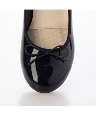 ing <Pitti>【WEB限定】ラウンドトゥレインバレエシューズ ネイビーエナメル