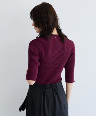 YECCA VECCA ハイネック5分袖リブニット Bordeaux
