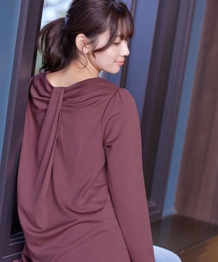 Tiaclasse 【洗える】キーネックバックツイストポンチチュニックブラウス ワイン