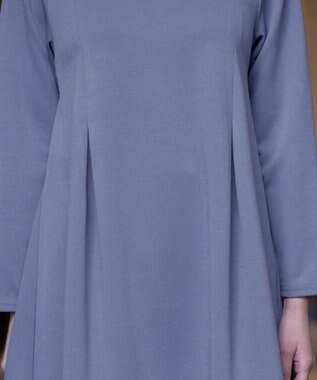 Tiaclasse 【洗える】キーネックバックツイストポンチチュニックブラウス ブルー