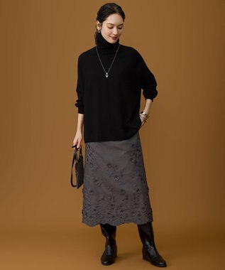 自由区 S ウォームレーヨンストレッチハイネック ニット ブラック