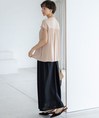 23区 S 【接触冷感/WEB&一部店舗限定】レーヨンスパローン ティアード ブラウス アイボリー系