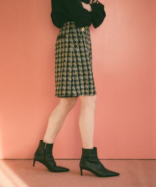 GRACE CONTINENTAL シャイニーツイードハーフパンツ ネイビー