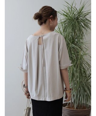 AMERICAN HOLIC 接触冷感バックタック袖折り返しカットプルオーバー Gray Beige