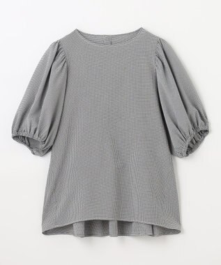 ANY サッカーギャザーバックペプラムブラウス ギンガム