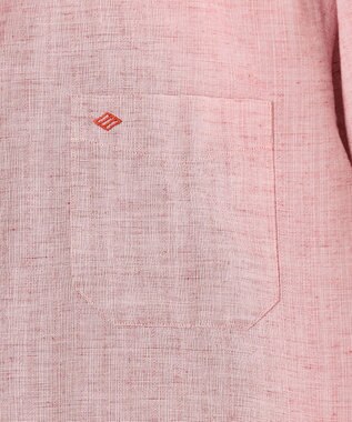 JOSEPH ABBOUD 【サステイナブル・７分袖】リヨセルリネンシャンブレー シャツ ライトオレンジ系