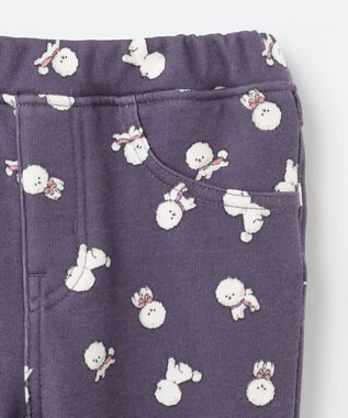 ANY KIDS 裏シャギー総柄ガーリーパンツ モーヴ×イヌ柄