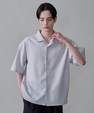 WEGO 【速乾/しわになりにくい/MLサイズ展開】ドライポリオープンカラーシャツ（SS） ライトグレー