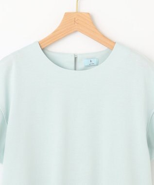 組曲 【洗える】シルケットポンチ フリルスリーブ カットソー スモーキーグリーン系