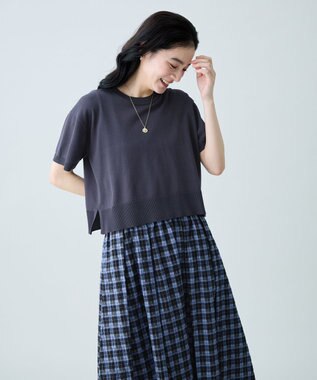 ANY 【2SET】ニット×チェックスカートセット ブルー系