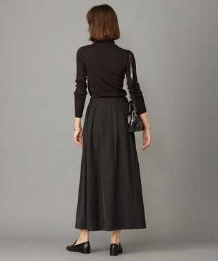 ICB 【洗える】 エステルメモリータフタ ロングスカート ブラック系