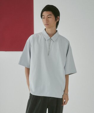 WEGO 【LUCY】アイススウェードハーフジップシャツ（S） ライトグレー