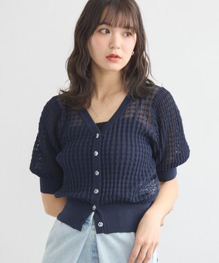 earth music&ecology シアーチェックカーディガン