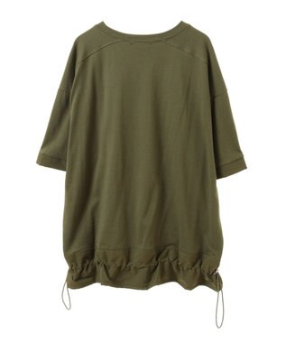 Green Parks 裾ドロスト５分袖ドッキングチュニック Khaki