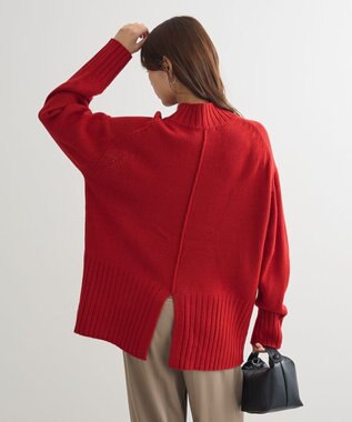 Green Parks 洗えるモックネックニットプルオーバー Red