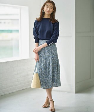 組曲 L 【WEB限定】コットンポリエステル リラクシーニット ネイビー系