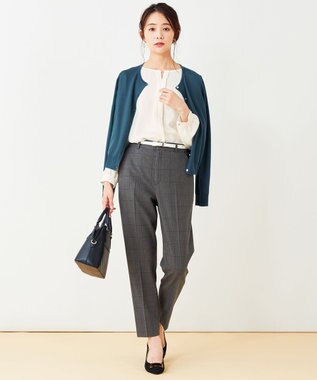 ANY SIS 【蓄熱効果】サーモトロン 2WAYストレッチ テーパードパンツ（チェック柄） チャコールチェック