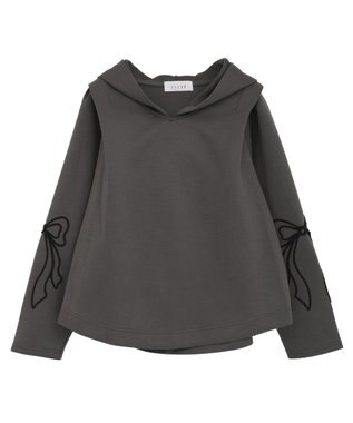 Green Parks ■ESCAR リボンコード刺繍フーディ Charcoal Gray