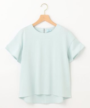 組曲 【洗える】シルケットポンチ フリルスリーブ カットソー スモーキーグリーン系