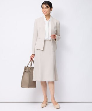 23区 L 【洗える】バックサテンアムンゼン ボウタイ付き ブラウス ホワイト系