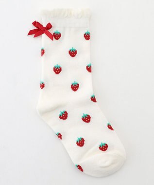 ANY KIDS いちご総柄ソックス ホワイト