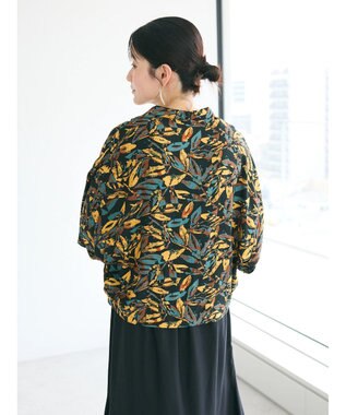 CRAFT STANDARD BOUTIQUE レーヨン柄プリントワイドシャツ Mustard