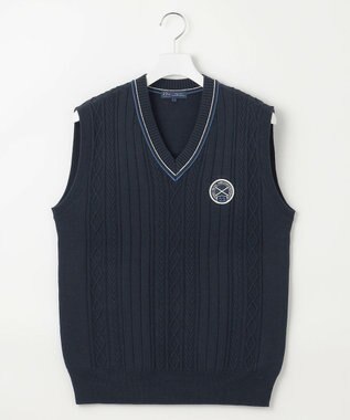 23区GOLF 【MEN】【ウォッシャブル】コットンブレンドニットベスト ネイビー系