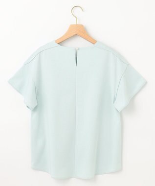 組曲 【洗える】シルケットポンチ フリルスリーブ カットソー スモーキーグリーン系