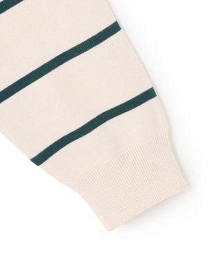 UNFILO MENS 【OCEANS YouTube 掲載/男女兼用】スムースシルキーニット 柄 ボーダー アイボリー×グリーン