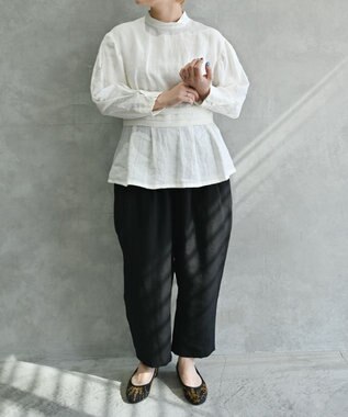 muuc 〈高品質ベルギーリネン100%〉〈遠州織物の工場で作られた上質な生地〉〈通年着られる〉キャンバス生地のイージーパンツ ブラック