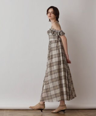 GRACE CONTINENTAL チェックサッカーワンピース ブラウン