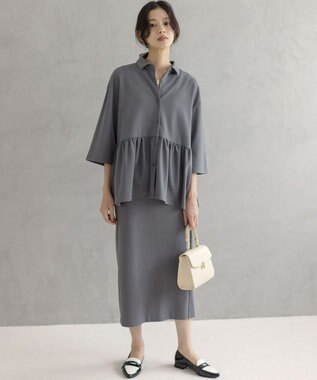 組曲 L ジョーゼットジャージーナロータイト スカート グレー系