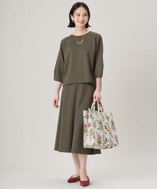 自由区 【セットアップ対応・洗える】ブークレダンボールフレア スカート カーキ