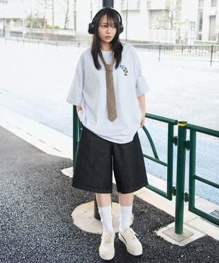 WEGO 【ユニセックス着用ITEM/ウエストゴム/SMLサイズ展開】イージーコットンハーフパンツ デニムブラック