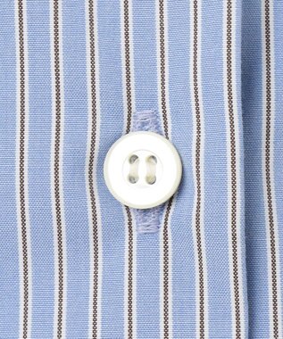 #Newans 【洗濯機可能/シワになりにくい】パネルフリルシャツ ブルーストライプ