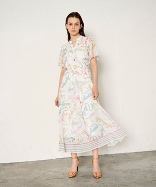 GRACE CONTINENTAL ロープロゴプリントワンピース ホワイト