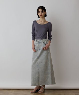 GRACE CONTINENTAL テレコボートネックトップ グレー