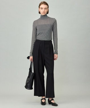 ICB 【UVカット・洗える】ウール2WAYストレッチ ワイドパンツ ブラック系