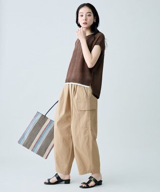 ANY L ラミータッチフレンチスリーブニット ブラウン