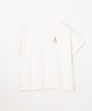 ANY KIDS 【綿100%】バックプリント オーバーサイズTシャツ オフホワイト×ウサギ