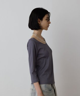 GRACE CONTINENTAL テレコボートネックトップ グレー