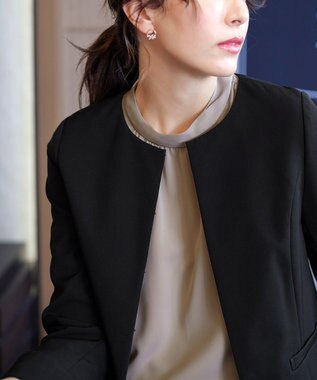 Tiaclasse L 【ダブルクロス】ノーカラージャケット ブラック